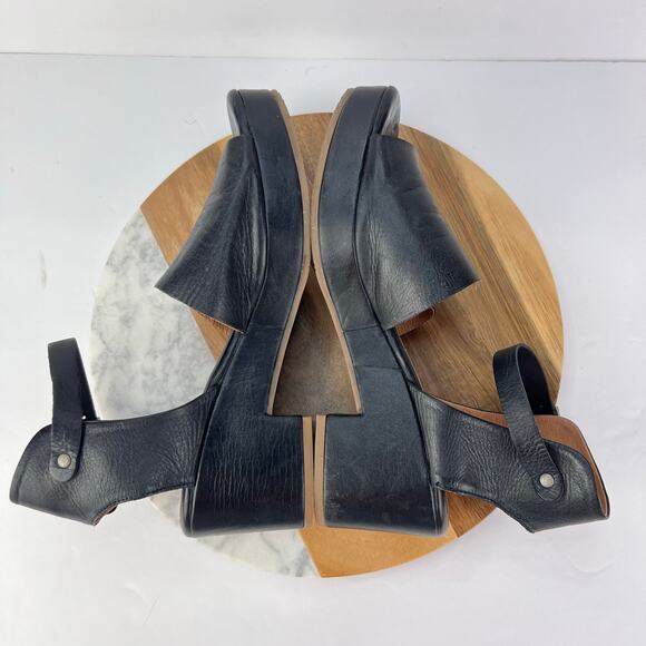 Miz Mooz Gia 39 Black Chunky Platform Ankle Strap Soft Leather Sandal Heel Boho - Picture 5 of 12